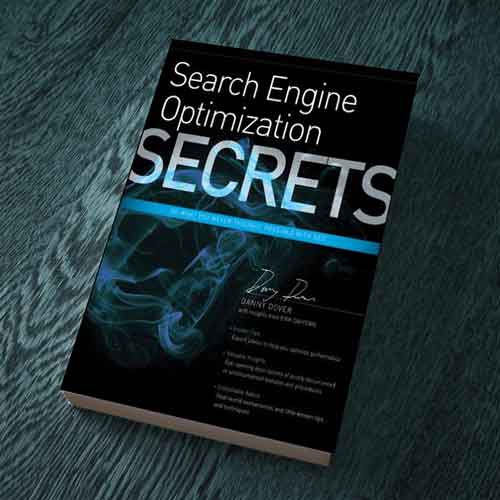 Search Engine Optimization Secrets, photographed on a table